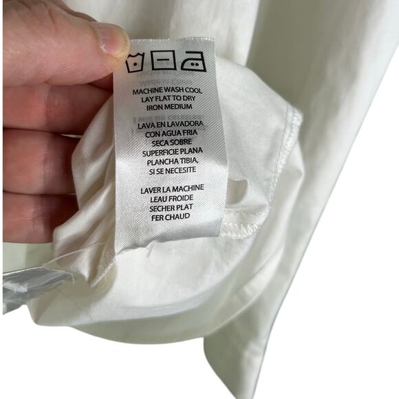 Vera Fishbaugh Blouse Womens Large White Button Down Ruffle Front Classic - Picture 9 of 10